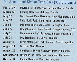 Trans-Am Racing 1968 Schedule